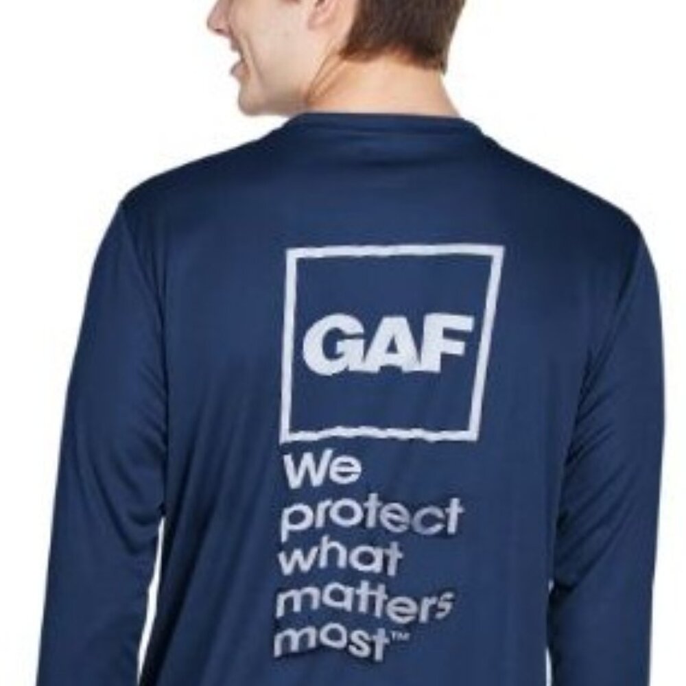 GAF Roofing 100% Polyester 3XL Tee by Team 365 T-Shirt (Back-Logo, Front-Plain)